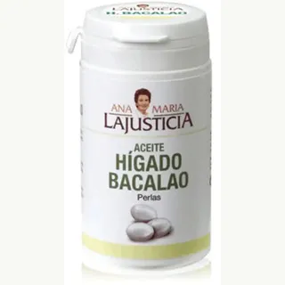 Envase frontal de aceite de hígado de bacalao Ana María Lajusticia